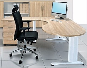 P shape table with white leg B66 (Side)