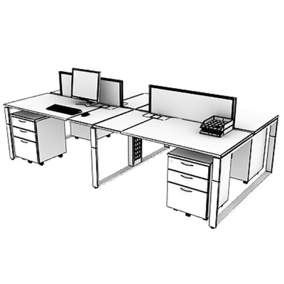 3D workstation with AIM desking panel