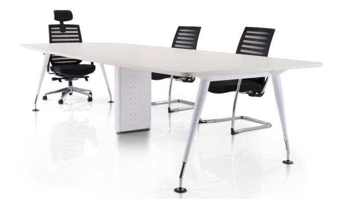 Rectangular meeting table with hanako white leg n riser box