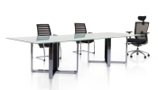 Rectangular tempered glass conference table with chrome cassia leg Meeting table