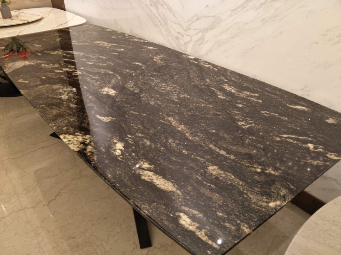 Black Granite Cosmic Gold Granite Marble Dining Table Australia