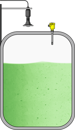 Level measurement and point level detection in flocculant storage tanks