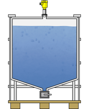 Level measurement of liquids in transport containers