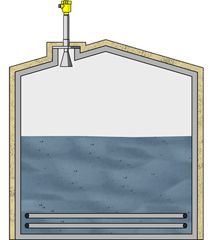 Level measurement in the molten salt storage tank