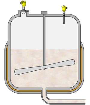 Level measurement and point level detection in stirred batching tank for fruit yoghurt