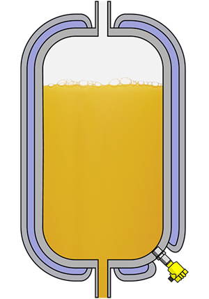 Level measurement in storage tanks for liquid foodstuffs