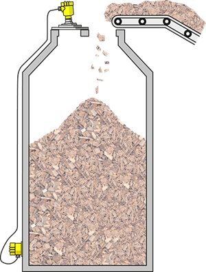 Wood chip silo level measurement