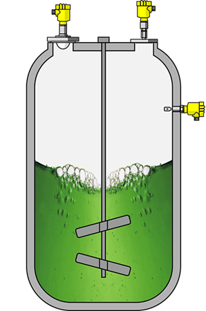 Level and pressure measurement and point level detection in mixing processes