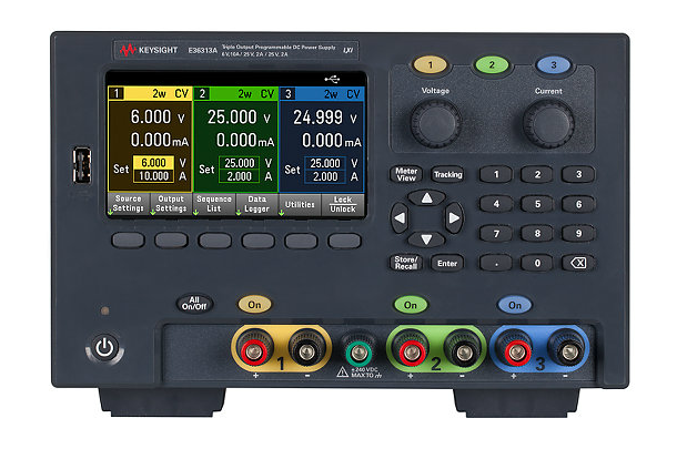 keysight 160w triple output power supply, 6v, 10a & 2x 25v, 2a, e36313a