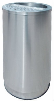 EH Stainless Steel Round Waste Bin 1/2 Ashtray & 1/2 Open Top