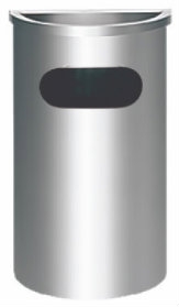 EH Stainless Steel Semi Round Bin c/w Ashtray Top