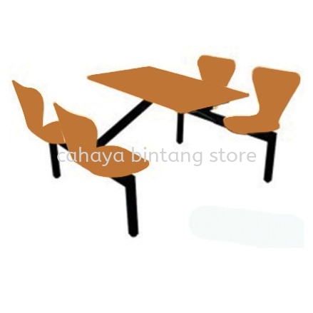 4 SEATER CAFETERIA TABLE WITH CHAIR - SC8 - canteen table set/ fibreglass table sunway damansara | canteen table taman sri rampai | top 10 best office furniture product canteen table