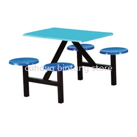 4 SEATER FIBREGLASS TABLE WITH STOOL - canteen table set/ fibreglass table kl eco city | canteen table ampang | canteen table office furniture shop