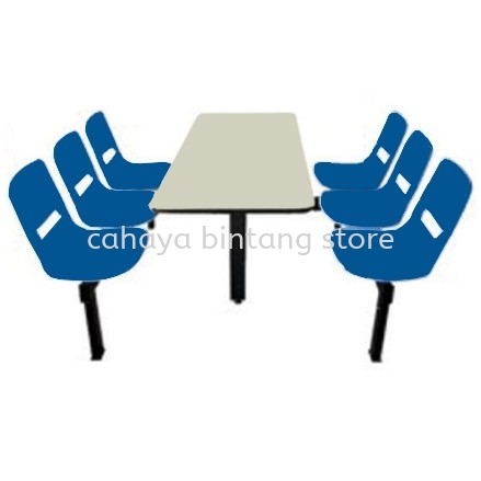 6 SEATER CAFETERIA TABLE WITH CHAIR - SC7- canteen table set/ fibreglass table gombak | canteen table taman muda | canteen table promotion