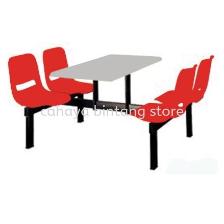 4 SEATER CAFETERIA TABLE WITH CHAIR - SC7- canteen table set/ fibreglass table selayang | canteen table setapak | top 10 best value canteen table