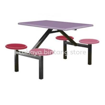 4 SEATER ROUND STOOL WITHOUT BACKREST (PINK)- canteen table set/ fibreglass table sungai besi | canteen table pandan indah | canteen table year end sale