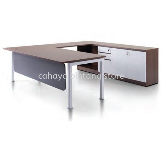 JAMEX EXECUTIVE L SHAPE MANAGER OFFICE TABLE WITH LOW OFFICE CABINET- director office table old klang road | director office table sri petaling bukit jalil | director office table taman maluri