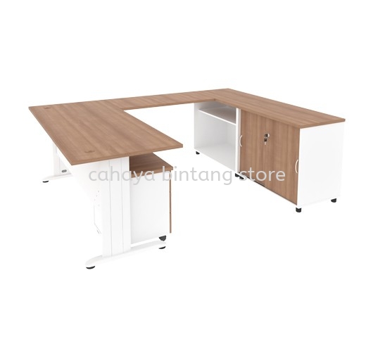 JOY EXECUTIVE OFFICE TABLE/DESK U-SHAPE MOBILE PEDESTAL 3D & SIDE CABINET MJ 88 (R) -  Executive Office Table Pandan Indah | Executive Office Table Sungai Besi | Executive Office Table Pandan Jaya