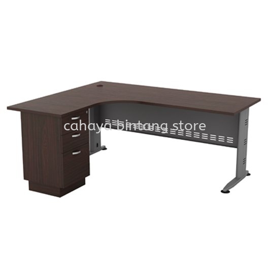 QAMAR MEJA PEJABAT/TULIS BERBENTUK L 3D AQL 1515-3D(L) - L-Shape Office Table/Desk Ukay Perdana | L-Shape Office Table/Desk Ulu Kelang | L-Shape Office Table/Desk Taman OUG