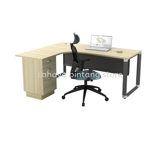 PYRAMID MEJA PEJABAT/TULIS EKSEKUTIF BERBENTUK L & LACI 3D OML 1815 3D (L) - Executive Office Table Titiwangsa | Executive Office Table Centrepoint Bandar Utama | Executive Office Table Taman OUG