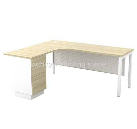 MUPHI EXECUTIVE OFFICE/DESK TABLE L-SHAPE & FIXED PEDESTAL 3D ASML 552-3D -  Executive Office Table Kwasa Damansara | Executive Office Table Bandar Utama | Executive Office Table Jalan Mayang Seri