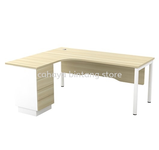 MUPHI EXECUTIVE OFFICE TABLE/DESK L-SHAPE & FIXED PEDESTAL 4D ASWL 552-4D - Executive Office Table Dataran Sunway | Executive Office Table Sunway Damansara | Executive Office Table Jalan Sultan Ismail