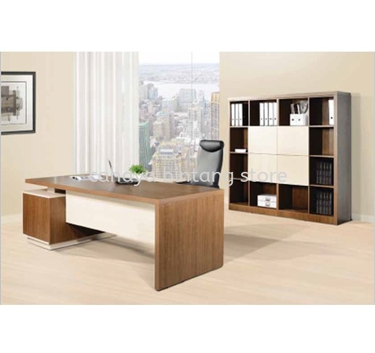 FERNI EXECUTIVE DIRECTOR OFFICE TABLE WITH SIDE OFFICE CABINET & HIGH OFFICE CABINET- director office table changkat semantan | director office table bangsar | director office table taman desa keramat