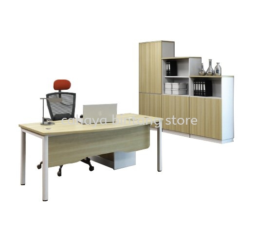 MUPHI EXECUTIVE OFFICE TABLE/DESK D-SHAPE & SIDE CABINET ASWB 180A-SET - Executive Office Table Subang Light Industrial Park | Executive Office Table Taman Perindustrian USJ | Executive Office Table Bangi