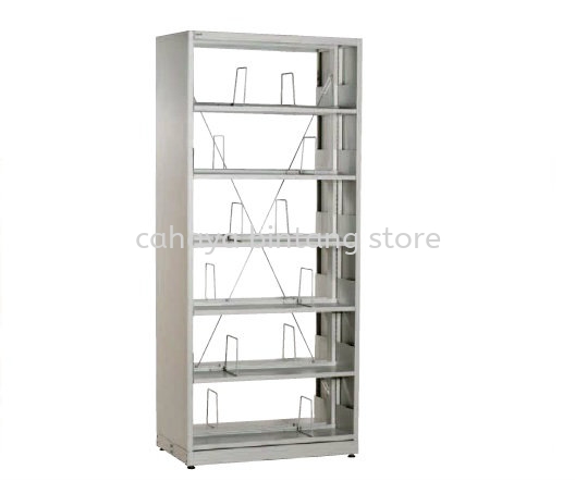 STEEL LIBRARY SHELVING SINGLE SIDED WITH SIDE PANEL AND 6 SHELVING -  Library Shelving Ulu Kelang | Library Shelving Danau Kota | Library Shelving Taman Sri Rampai