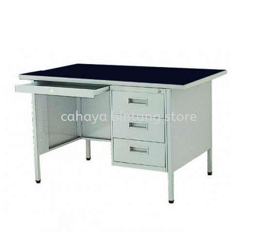 4 FEET STANDARD SINGLE PEDESTAL STEEL DESK (BLACK LINOLEUM TOP) A102-LT SRI PETALING