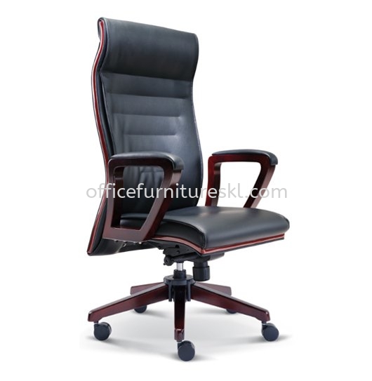 ACTOR DIRECTOR CURVE HIGH BACK LEATHER OFFICE CHAIR WITH WOODEN TRIMMING LINE