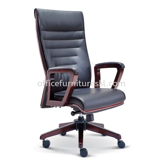 ACTOR DIRECTOR HIGH BACK LEATHER OFFICE CHAIR WITH WOODEN TRIMMING LINE