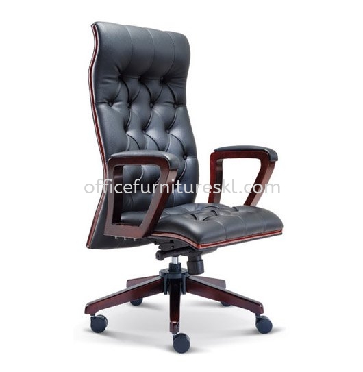 NETIZEN DIRECTOR HIGH BACK LEATHER OFFICE CHAIR WITH WOODEN TRIMMING LINE