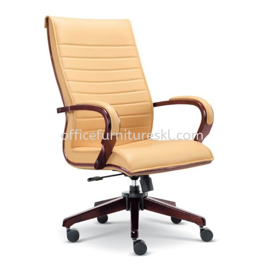 EDORA DIRECTOR HIGH BACK LEATHER CHAIR WITH WOODEN TRIMMING LINE