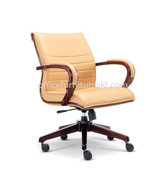 EDORA DIRECTOR LOW BACK LEATHER CHAIR WITH WOODEN TRIMMING LINE