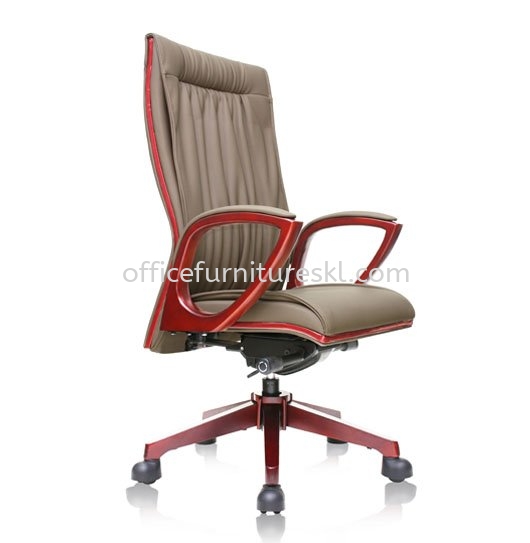 VITTA2 DIRECTOR HIGH BACK LEATHER OFFICE CHAIR C/W WOODEN TRIMMING LINE