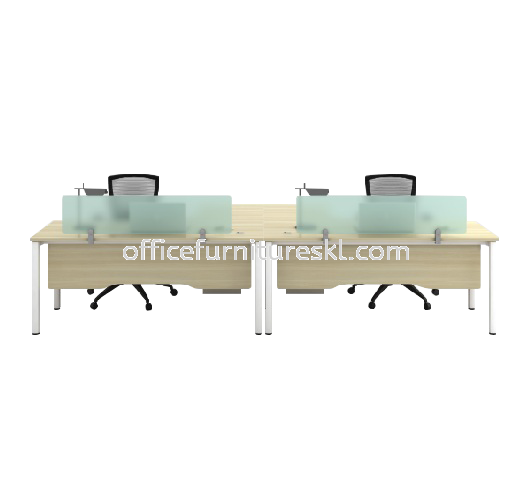 MUPHI L-SHAPE OFFCICE TABLE/DESK WORKSTATION C/W GLASS PANEL DIVIDER (Front View) - Must Buy Partition Workstation | Partition Workstation Damansara Utama | Partition Workstation Glo Damansara Shopping Mall | Partition Workstation Star Boulevard KLCC