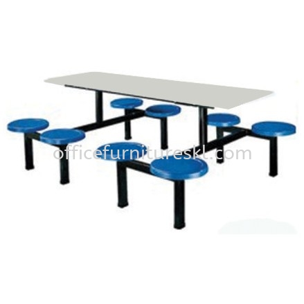 8 SEATER RECTANGULAR FIBREGLASS TABLE WITH STOOLS - canteen table set/ fibreglass table glo damansara shopping mall | canteen table pandan indah | canteen table year end sale