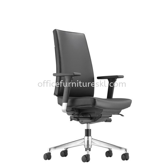 CLOVER MEDIUM BACK LEATHER OFFICE CHAIR WITH ALUMINIUM DIE-CAST BASE - office chair star boulevard klcc | office chair taman sea | office chair must buy