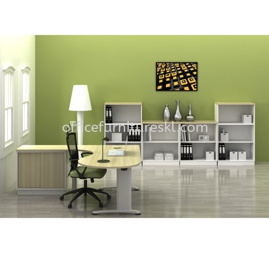 BERLIN EXECUTIVE OFFICE TABLE/DESK L-SHAPE ROUND END C/W SIDE CABINET ABMB 66-M FULL SET - Top 10 Best Design Executive Office Table | Executive Office Table Taman Wawasan | Executive Office Table IOI City Mall | Executive Office Table Serdang