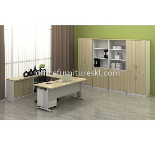 BERLIN MEJA PEJABAT EKSEKUTIF BERBENTUK L DENGAN KABINET SISI ABMB 11 SET LENGKAP - Top 10 Best Selling Executive Office Table | Executive Office Table IOI Boulevard | Executive Office Table IOI Mall Puchong | Executive Office Table Bangi