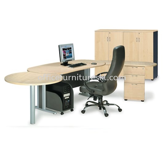 TITUS EXECUTIVE OFFICE TABLE/DESK OVAL SHAPE & FIXED DRAWER & SIDE DISCUSSION TABLE SET ATMB 33 (Inner View) - Anniversary Sale Executive Office Table | Executive Office Table Kucha Entrepreneurs Park | Executive Office Table Happy Garden | Executive Office Table Pandan Jaya