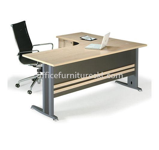 TITUS EXECUTIVE OFFICE TABLE/DESK L-SHAPE FIXED PEDESTAL ATL1815D (Front View) - Top 10 Best Budget Executive Office Table | Executive Office Table Kelana Centre | Executive Office Table LDP Furniture Mall | Executive Office Table Eko Cheras Mall