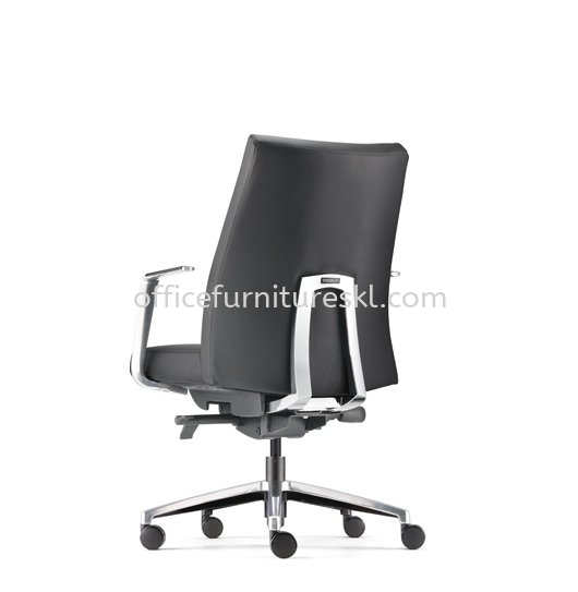 PREMIUM DIRECTOR LOW BACK LEATHER OFFICE CHAIR WITH ALUMINIUM BASE AND POLISHED ARMREST-director office chair setia alam | director office chair bukit raja | director office chair pudu