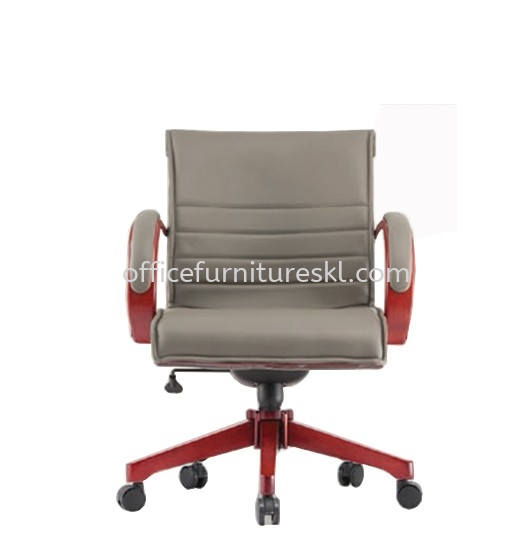 CANTARA 2B DIRECTOR LOW BACK LEATHER OFFICE CHAIR C/W WOODEN ROCKET BASE