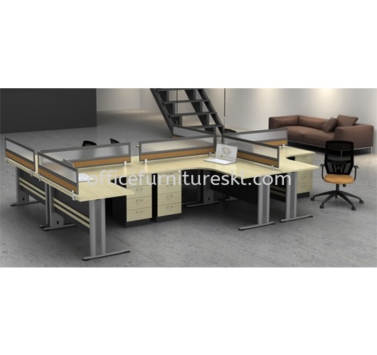 CLUSTER OF 6 OFFICE PARTITION WORKSTATION L-SHAPE - Office Furniture Shop Partition Workstation | Partition Workstation Taipan Business Centre | Partition Workstation USJ | Partition Workstation Puncak Jalil