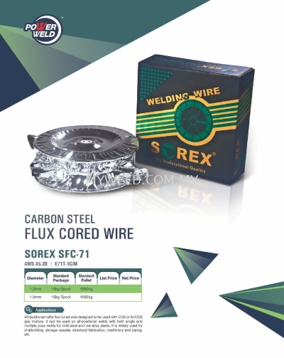 SOREX E71T FLUX CORED WIRE