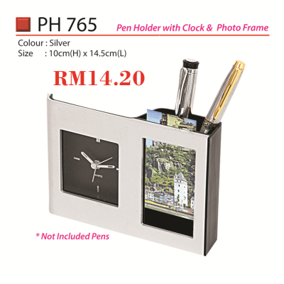 PH 765 Pen Holder with Clock & Photo Frame