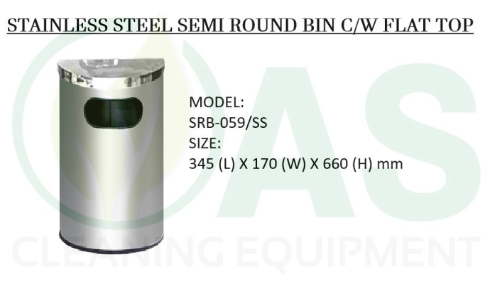 STAINLESS STEEL SEMI ROUND BIN C/W FLAT TOP