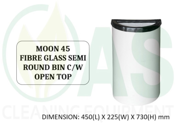 MOON 45 FIBRE GLASS SEMI ROUND BIN C/W OPEN TOP